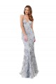 Argent Sirène Col V Crêpe Stretch Paillette Tulle Longue Formelles Robes demoiselle d'honneur / Robes de soirée / Robes de bal en Ligne