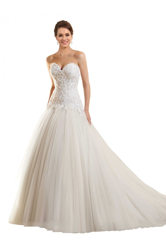 Blanc Princesse Tulle Dentelle Robes de mariée en Ligne