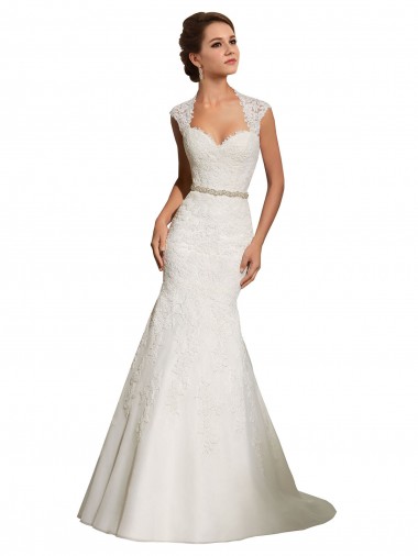 Blanc Sirène Tulle Dentelle Robes de mariée en Ligne