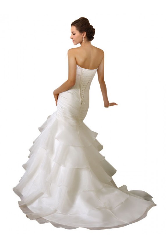 Blanc Sirène Tulle Robes de mariée en Ligne