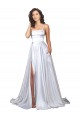 Blanc Trapèze Bretelles spaghetti Satiné Stretch Simple Plage Robes de mariée en Ligne