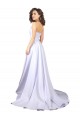 Blanc Trapèze Crêpe Stretch Simple Plage Robes de mariée en Ligne