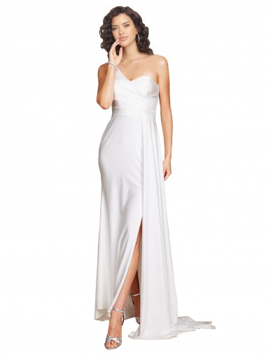 Blanc Trapèze Satiné Soyeux Robes de mariée en Ligne