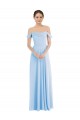 Bleu ciel clair Trapèze Épaule Dénudée Mousseline Longue Formelles Robes demoiselle d'honneur / Robes de soirée en Ligne