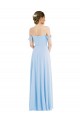 Bleu ciel clair Trapèze Épaule Dénudée Mousseline Longue Formelles Robes demoiselle d'honneur / Robes de soirée en Ligne