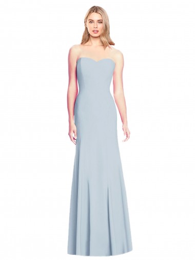 Bleu ciel clair Trompette Sans bretelle Crêpe Stretch Longue Robes demoiselle d'honneur / Robes de bal en Ligne