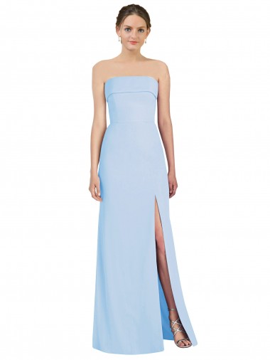 Bleu ciel clair Trompette Sans bretelle Mousseline Longue Formelles Robes demoiselle d'honneur / Robes de soirée en Ligne