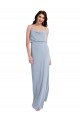 Bleu fumée Fourreau Bretelles spaghetti Crêpe Stretch Longue Formelles Robes demoiselle d'honneur / Robes de soirée / Robes de bal en Ligne