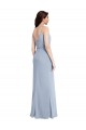 Bleu fumée Fourreau Bretelles spaghetti Crêpe Stretch Longue Formelles Robes demoiselle d'honneur / Robes de soirée / Robes de bal en Ligne