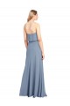 Bleu fumée Fourreau Col Haut Crêpe Stretch Longue Formelles Robes demoiselle d'honneur / Robes de soirée / Robes de bal en Ligne
