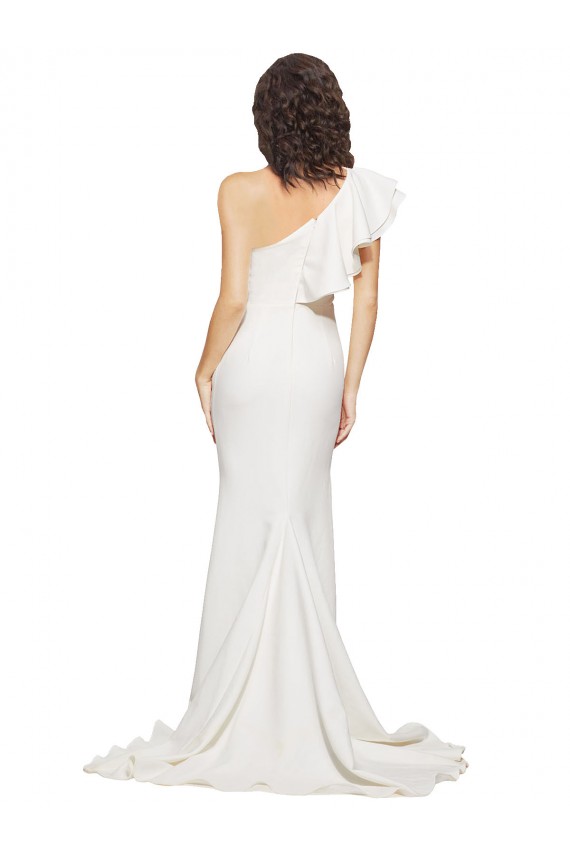 Ivoire Fourreau Balayage train Crêpe Stretch Longue Robes demoiselle d'honneur / Robes de bal en Ligne