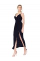 Bleu marine foncé Sirène Col V Mousseline Courte Robes demoiselle d'honneur / Robes de soirée / Robes de cocktail en Ligne