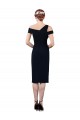 Bleu marine foncé Sirène Épaule Dénudée Crêpe Stretch Courte Robes demoiselle d'honneur / Robes de soirée / Robes de cocktail en Ligne