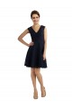 Bleu marine foncé Trapèze Col V Dentelle Courte Robes demoiselle d'honneur / Robes de cocktail en Ligne