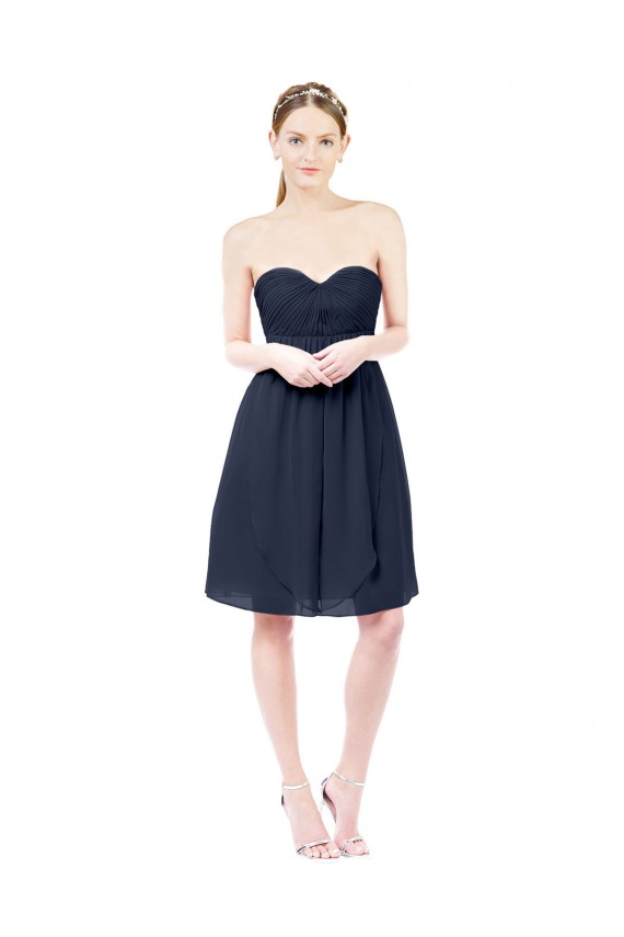 Bleu marine foncé Trapèze Mousseline Courte Robes demoiselle d'honneur / Robes de cocktail en Ligne