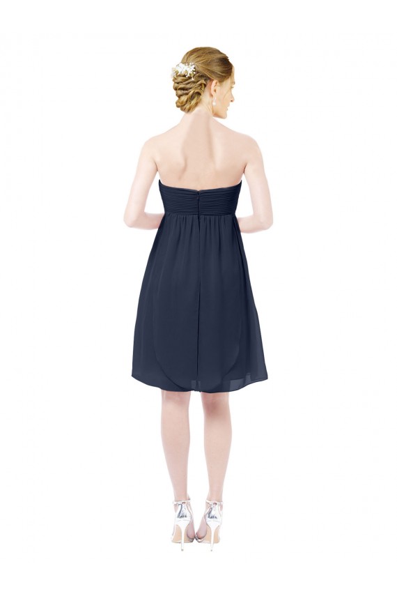 Bleu marine foncé Trapèze Mousseline Courte Robes demoiselle d'honneur / Robes de cocktail en Ligne