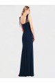 Bleu marine foncé Trompette Bretelles spaghetti Crêpe Stretch Longue Robes demoiselle d'honneur / Robes de bal en Ligne