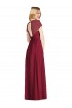 Bleu marine foncé Trompette Col V Mousseline Longue Robes demoiselle d'honneur en Ligne