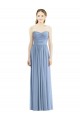 Bleu poussiéreux Trapèze Sans bretelle Mousseline Longue Robes demoiselle d'honneur en Ligne