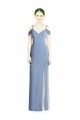 Bleu poussiéreux Trapèze Épaule Dénudée Mousseline Longue Formelles Robes demoiselle d'honneur / Robes de soirée en Ligne