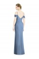 Bleu poussiéreux Trapèze Épaule Dénudée Mousseline Longue Formelles Robes demoiselle d'honneur / Robes de soirée en Ligne