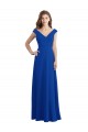 Bleu roi Trapèze Col V Mousseline Longue Robes demoiselle d'honneur en Ligne
