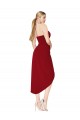 Bordeaux Sirène Col Haut Crêpe Stretch Courte Asymétrique Robes demoiselle d'honneur / Robes de soirée / Robes de cocktail en Ligne