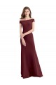 Bordeaux foncé Fourreau Épaule Dénudée Col Haut Crêpe Stretch Longue Robes demoiselle d'honneur / Robes de bal en Ligne