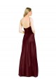 Bordeaux foncé Trapèze Bretelles spaghetti Col V Satiné Stretch Longue Formelles Robes demoiselle d'honneur / Robes de soirée / Robes de bal en Ligne