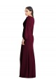 Bordeaux foncé Trompette Col V Crêpe Stretch Longue Robes demoiselle d'honneur / Robes de bal en Ligne