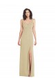 Champagne Trompette Col Carré Crêpe Stretch Longue Formelles Robes demoiselle d'honneur / Robes de soirée / Robes de bal en Ligne