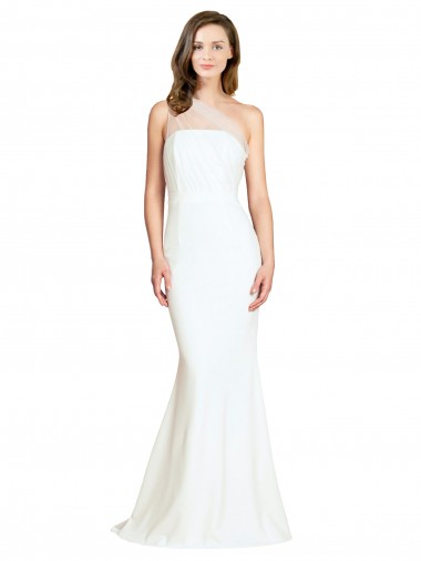 Ivoire Sirène Balayage train Crêpe Stretch Tulle Longue Formelles Robes demoiselle d'honneur / Robes de soirée en Ligne