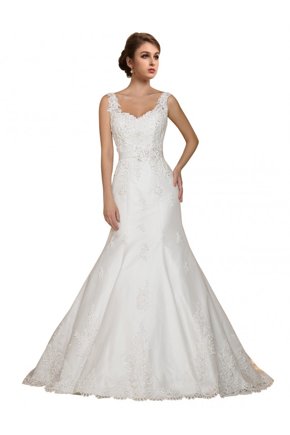 Ivoire Sirène Col V Dentelle Robes de mariée en Ligne