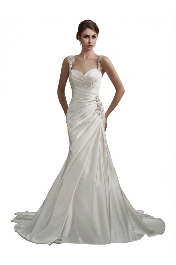Ivoire Sirène Satiné Plage Robes de mariée en Ligne