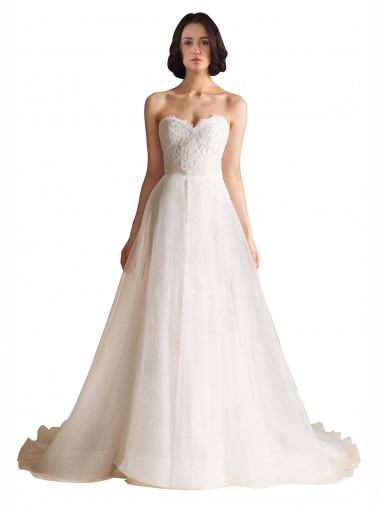 Ivoire Trapèze Balayage train Tulle Robes de mariée en Ligne