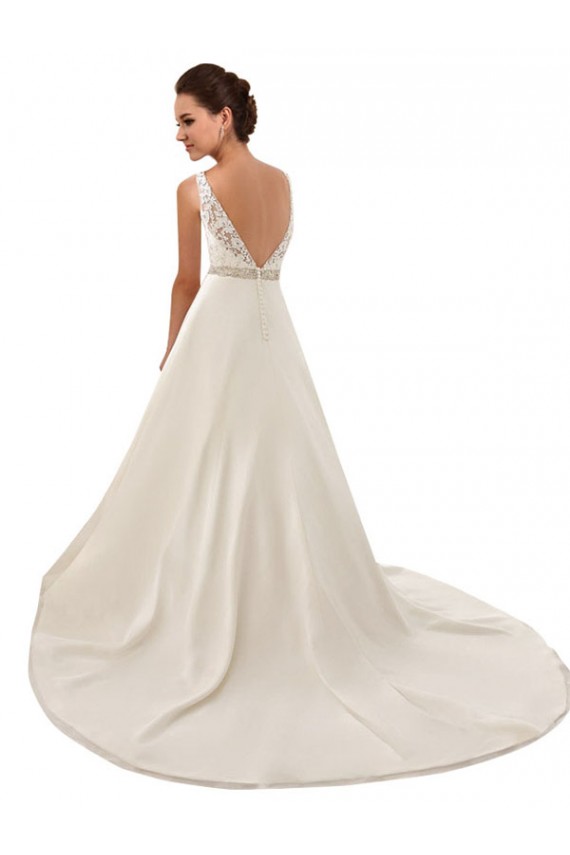 Ivoire Trapèze Illusion Dentelle Robes de mariée en Ligne