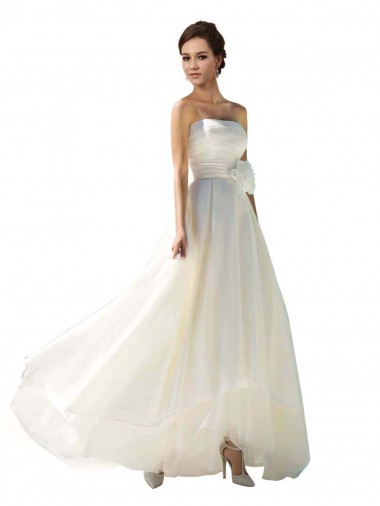 Ivoire Trapèze Sans bretelle Mousseline Robes de mariée en Ligne
