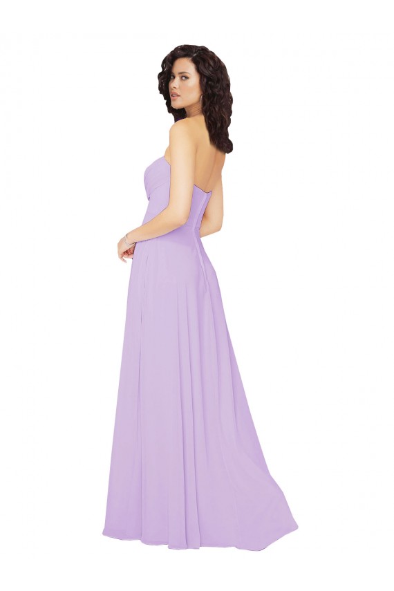 Lilas Trapèze Sans bretelle Mousseline Longue Robes demoiselle d'honneur en Ligne