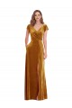Or Fourreau Col V Velours Stretch Longue Formelles Robes demoiselle d'honneur / Robes de soirée / Robes de bal en Ligne