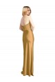 Or Trapèze Sans bretelle Satiné Stretch Longue Formelles Robes demoiselle d'honneur / Robes de soirée / Robes de bal en Ligne