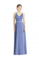Periwinkle Trapèze Bretelles spaghetti Col V Satiné Longue Robes demoiselle d'honneur en Ligne