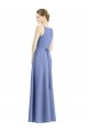 Periwinkle Trapèze Bretelles spaghetti Col V Satiné Longue Robes demoiselle d'honneur en Ligne
