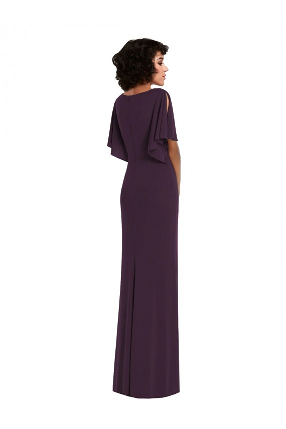 Pourpre Fourreau Col V Spandex Longue Formelles Robes demoiselle d'honneur / Robes de soirée / Robes de bal en Ligne