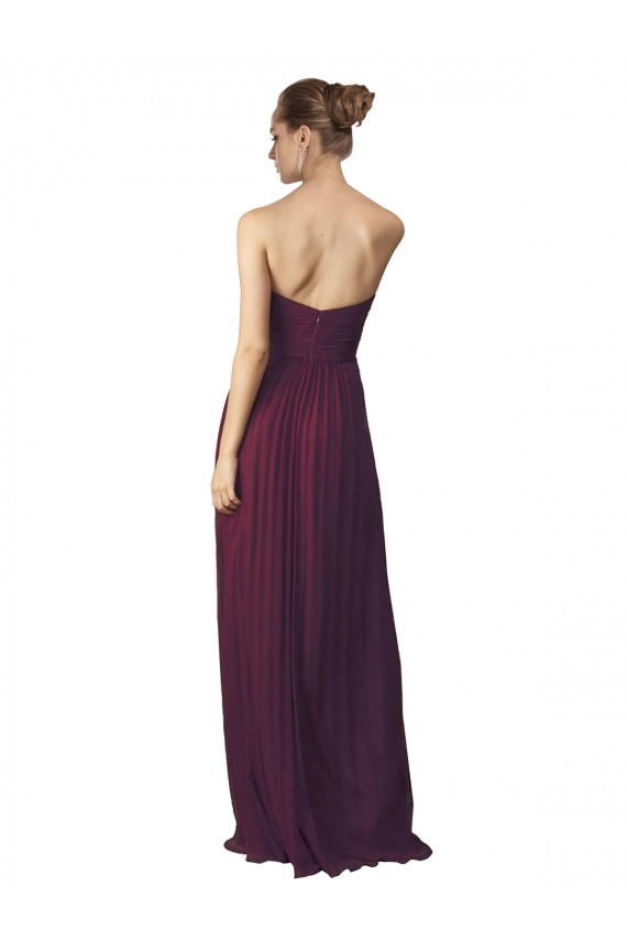 Pourpre Trapèze Mousseline Longue Robes demoiselle d'honneur en Ligne
