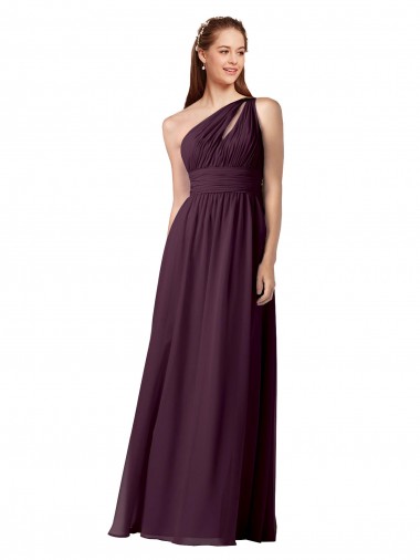 Pourpre Trapèze Mousseline Longue Robes demoiselle d'honneur en Ligne