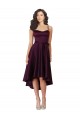 Pourpre Trapèze Scoop Neck Satiné Courte Asymétrique Robes demoiselle d'honneur / Robes de bal en Ligne