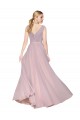 Primevère Trapèze Col V Mousseline Longue Formelles Robes demoiselle d'honneur / Robes de soirée / Robes de bal en Ligne