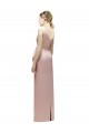 Rose Fourreau Col V Satiné Longue Robes demoiselle d'honneur en Ligne