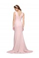 Rose Trapèze Col V Balayage train Crêpe Stretch Longue Robes demoiselle d'honneur / Robes de bal en Ligne