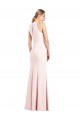 Rose Trompette Col V Crêpe Stretch Longue Robes demoiselle d'honneur / Robes de bal en Ligne